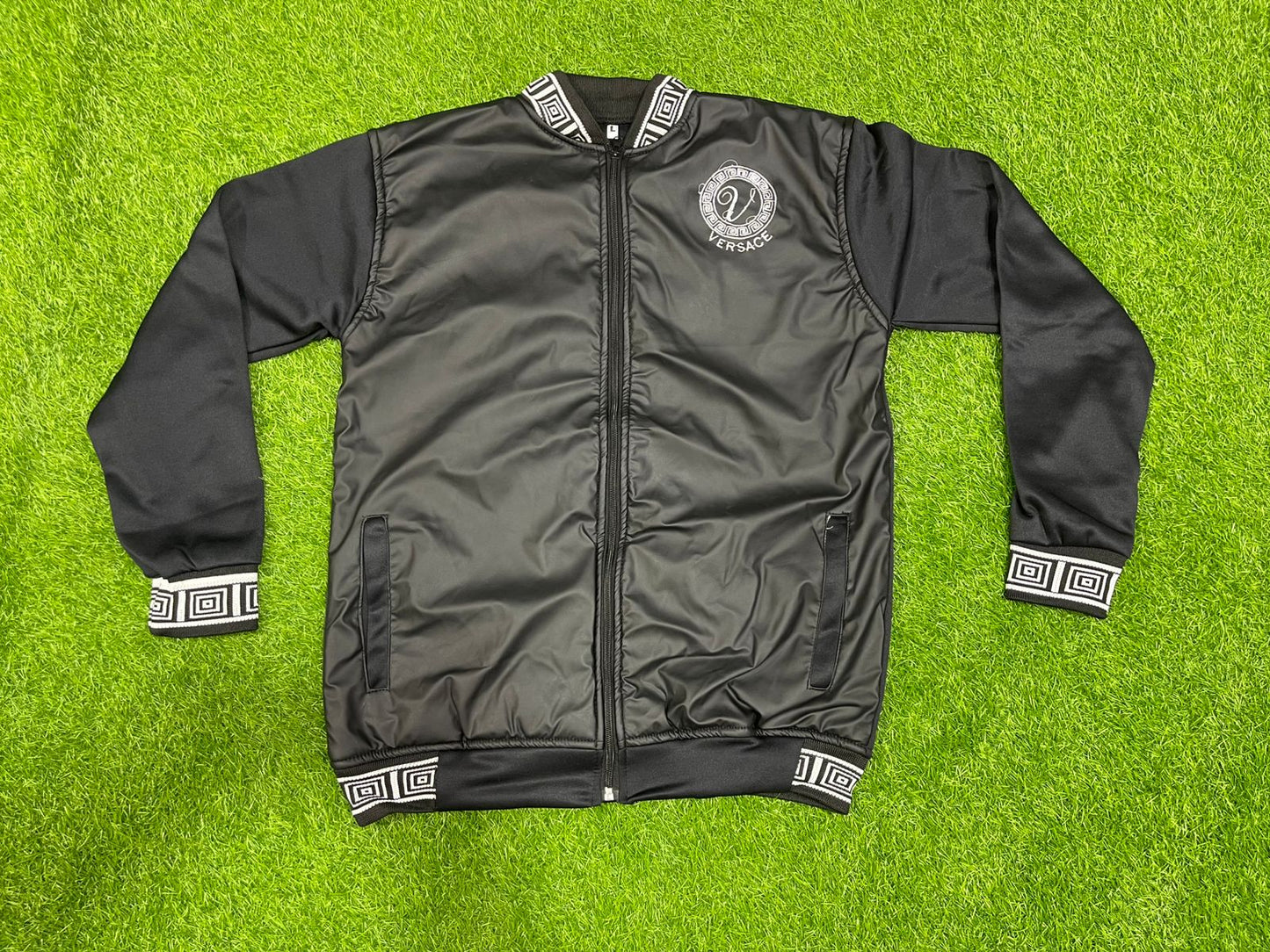 VERSACE WHITE EMBROIDERY LEATHER JACKET