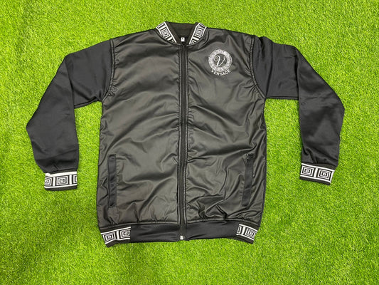 VERSACE WHITE EMBROIDERY  LEATHER JACKET